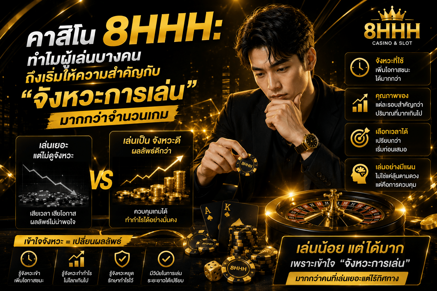 คาสิโน 8HHH: ทำไมผู้เล่นบางคนถึงเริ่มให้ความสำคัญกับ “จังหวะการเล่น” มากกว่าจำนวนเกม